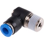 QSLV-1/4-6-I, QS Series Elbow Threaded Adaptor, R 1/4 Male to Push In 6 mm ...