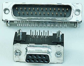 Фото 1/2 D25S13A4GL00LF, Delta D 25 Way Right Angle Through Hole D-sub Connector Socket, 2.76mm Pitch, with M3 Inserts