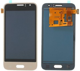 Дисплей (экран) в сборе с тачскрином для Samsung Galaxy J1 (2016) SM-J120F золотистый (TFT-совместимый с регулировкой яркости, тонкий)