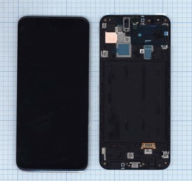 Дисплей (экран) в сборе с тачскрином для Samsung Galaxy A30 SM-A305F черный с рамкой (Premium LCD)
