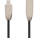 USB кабель "LP" для Apple 8 pin "Панцирь" в металлической оплетке (черный/коробка)