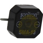 SMA-13-S, 75dB SMD Continuous Internal Piezo Buzzer, 14 x 14 x 6.5mm ...