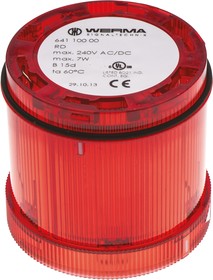 Фото 1/3 641.100.00, 641 Series Red Steady Effect Beacon Unit, 12 230 V ac/dc, Filament Bulb, AC, DC, IP65