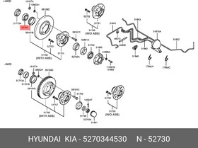 52703-44530, Подшипник ступицы HYUNDAI Porter 2 задней наружный OE