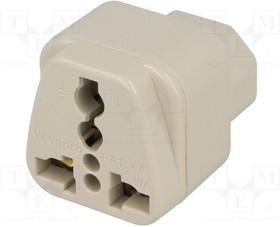 Фото 1/2 ADAPTER-PC, Переходник: адаптер; 2P+PE; 250ВAC; 10А; Версия: C13 (F); белый