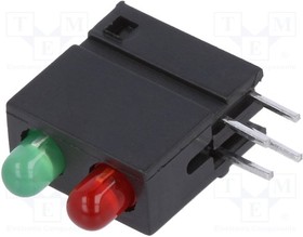 DVDD220, LED; in housing; green/red; 3mm; No.of diodes: 2; 20mA; 40°; 2?2.2V