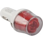 Автомобильная зарядка "Роза красная" 2 USB выхода 2,1А белая