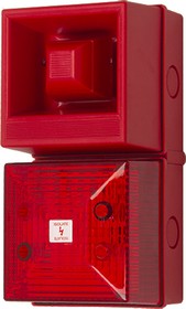 245189, YL40 Series Red Sounder Beacon, 48 V dc, IP65, Bulkhead, Flat Wall, 108dB at 1 Metre