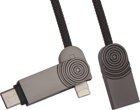 Фото 1/3 USB кабель WK 3 в 1 Wave WDC-015 Apple 8 pin, Micro USB, USB Type-C черный