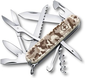 Фото 1/2 Нож перочинный Victorinox Huntsman (1.3713.941) 91мм 15функц. камуфляж пустыни карт.коробка