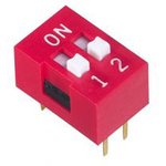 NDSR-02-V, 2 Way Through Hole DIP Switch DPST, Recessed Actuator