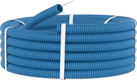 Фото 1/4 11920, Труба гофрированная ППЛ 20мм с протяжкой легкая синяя 100м