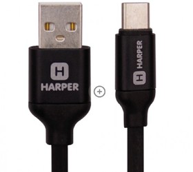 Фото 1/2 Harper Силиконовый Кабель для зарядки и синхронизации USB - USB type-C , SCH-730 black (1м, способны заряжать устройства до 2х ампер)