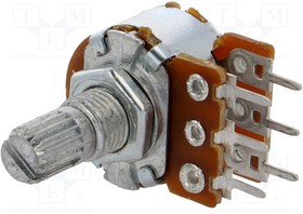 Фото 1/2 R16148-1B-2-A100K, Потенциометр: осевой, однооборотный, 100кОм, 63мВт, ±20%, THT, 6мм