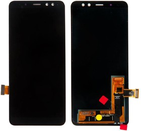 Дисплей (экран) в сборе с тачскрином для Samsung A530F Galaxy A8 (2018) черный (OLED)