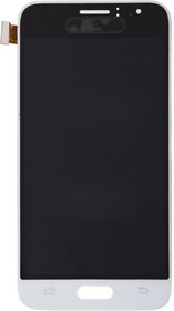 Фото 1/2 Дисплей (экран) в сборе с тачскрином для Samsung Galaxy J1 (2016) SM-J120F белый (TFT-совместимый с регулировкой яркости, тонкий)