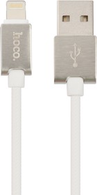 Фото 1/2 USB кабель HOCO U49 Refined Steel Charging Data Cable For Lightning (L=1M) (белый)