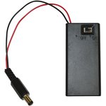 Battery compartment for a 9V crown battery with ON/OFF button and plug