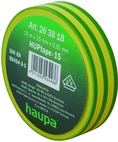 Haupa Изолента ПВХ, цвет желто-зеленый, шир. 25 мм, длина 20 м, d 74 мм