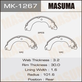 MK-1267, Колодки тормозные Nissan Cube (Z12) 08-, Tiida 04-, Wingroad (Y12) 05- задние барабанные MASUMA