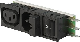 Фото 1/2 6432.0153.15, C14, F Snap-In IEC Connector Socket, Plug, 10A, 125 V, 250 V, Fuse Size 5 x 20mm