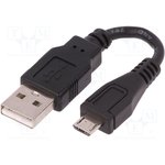 50520, Кабель, USB 2.0, вилка USB A, вилка microUSB B, 0,1м, черный