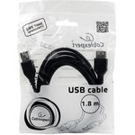 Кабель удлинитель USB2.0 Pro AM/AF, 1.8м, экран, черный, пакет CCP-USB2-AMAF-6