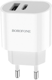 Фото 1/10 Блок питания (сетевой адаптер) BOROFONE BA62A Wiseacre 1xUSB + USB-C, 2,4A белый