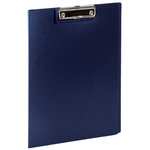 Папка-планшет STAFF, А4 (310х230 мм), с прижимом и крышкой, пластик, синяя ...
