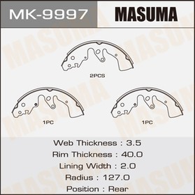 MK-9997, Колодки тормозные Suzuki Grand Vitara 05- задние барабанные MASUMA