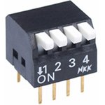 JS0304PP4-S, DIP Switches / SIP Switches 4 POS PIANO DIP PC 25mA STICK-TUBE