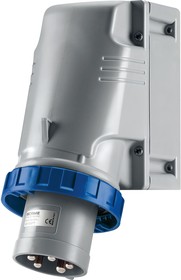 Фото 1/2 245.12593T, IP67 Blue Wall Mount 2P + E Industrial Power Plug, Rated At 125A, 230 V
