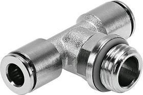 NPQH-T-G14-Q10-P10, NPQH Series Tee Threaded Adaptor, Push In 10 mm to Push In 10 mm, Threaded-to-Tube Connection Style, 578397