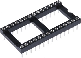 Фото 1/3 W30528TTRC, 2.54mm Pitch Vertical 28 Way, Through Hole Turned Pin Open Frame IC Dip Socket, 5A