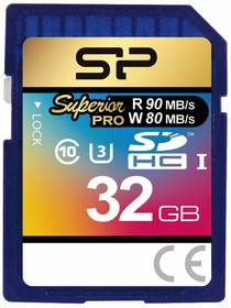 SP032GBSDHCU3V10, Флеш карта SD 32GB Silicon Power Superior Pro SDHC Class 10 UHS-I U3 90/80 Mb/s
