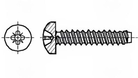 B2.9X8/BN14065, Винт, для металла, 2,9x8, Головка: цилиндрическая, Pozidriv, сталь