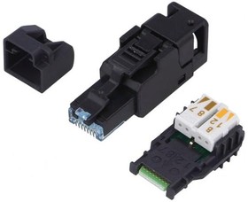 Фото 1/3 J00026A3001, UFP8 Series Male RJ45 Connector, Cable Mount, Cat6a, UTP Shield
