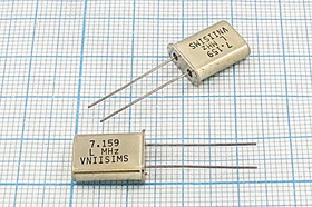 Кварцевый резонатор 7159,09 кГц, корпус HC49U, нагрузочная емкость 16 пФ, точность настройки 15 ppm, стабильность частоты 30/-40~70C ppm/C,