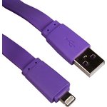 USB кабель "LP" для Apple iPhone/iPad 8 pin плоский широкий (сиреневый/коробка)