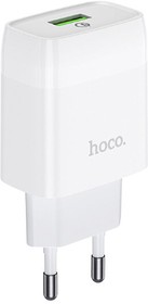 Фото 1/2 Зарядное устройство HOCO C72Q Glorious 1xUSB, 3А, 18W, QC3.0 (белый)