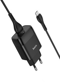 Фото 1/2 Зарядное устройство HOCO C72Q Glorious 1xUSB, 3А, 18W, QC3.0 + USB кабель MicroUSB, 1м (черный)