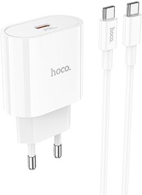 Фото 1/5 Блок питания (сетевой адаптер) HOCO C94A Metro 1xUSB-C, 3А, PD20W, + USB-C кабель Type-C, 1м белый