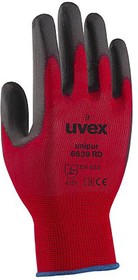6096307, Unipur 6639 RD Red Polyamide General Purpose Work Gloves, Size 7, Small, Polyurethane Coating