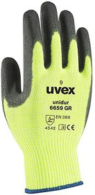 6096407, Unidur 6659 GR Green Glass Fibre, HPPE Cut Resistant Work Gloves, Size 7, Small, NBR Coating