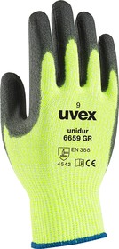 6096408, Unidur 6659 GR Green Glass Fibre, HPPE Cut Resistant Work Gloves, Size 8, Medium, NBR Coating