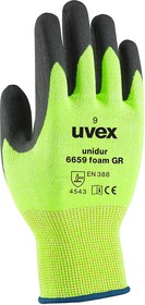 6096511, Unidur 6659 foam GR Green Glass Fibre, HPPE Cut Resistant Work Gloves, Size 11, XL, Nitrile Foam Coating