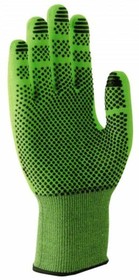 60499 7, C500 Dry Green HPPE Cut Resistant Work Gloves, Size 7, Small, Vinyl Coating