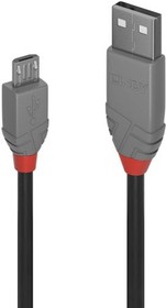 Фото 1/2 36730, USB 2.0 Cable, Male USB A to Male Micro USB B Cable, 200mm