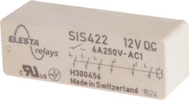 Фото 1/2 SIS 422 12VDC, PCB Mount Force Guided Relay, 12V dc Coil Voltage, 4PST, DPST