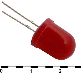 Фото 1/2 10 mm red 30 mCd 20, Светодиод , 10 мм, красный, угол излучения 20 градусов